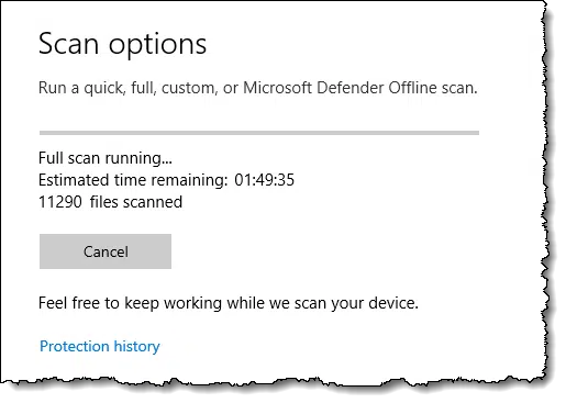 Windows Security - Scan running
