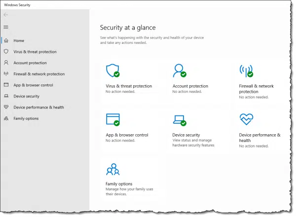 Windows Security - Security at a glance