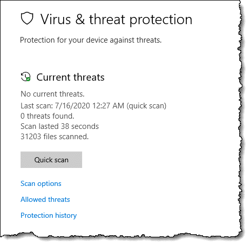 Windows Security - Virus & threat protection
