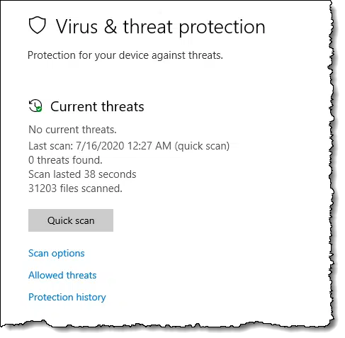 Windows Security - Virus & threat protection
