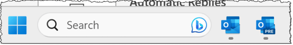 Two Outlook Icons in the Windows 11 taskbar.