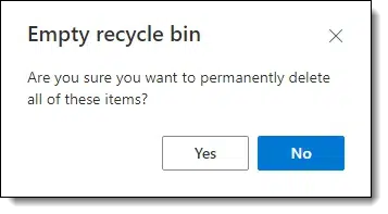 Emptying the recycle bin