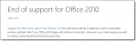 End of Support for Office 2010