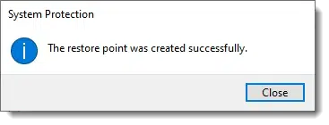 Restore Point created