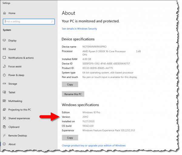 Windows 10 Version
