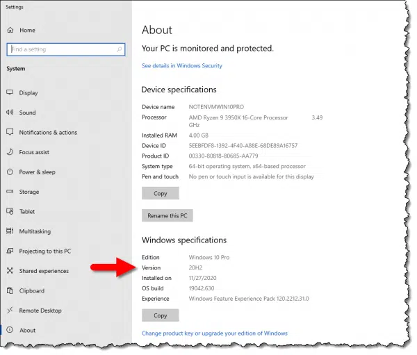 Windows 10 Version