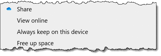 OneDrive right-click context menu