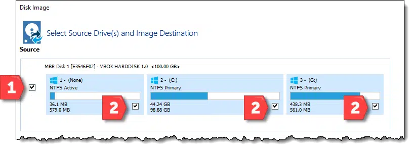Partitions displayed in Macrium Reflect.