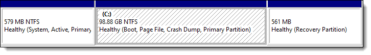 Partitions on a hard disk.