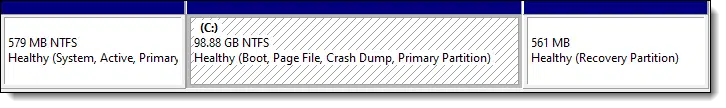 Partitions on a hard disk.