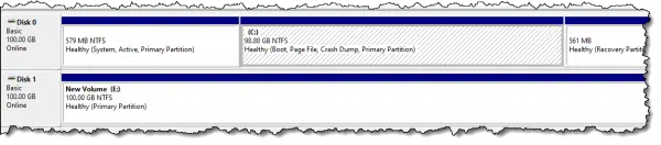 Lower pane in disk manager.