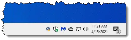 Taskbar notification area with more icons.
