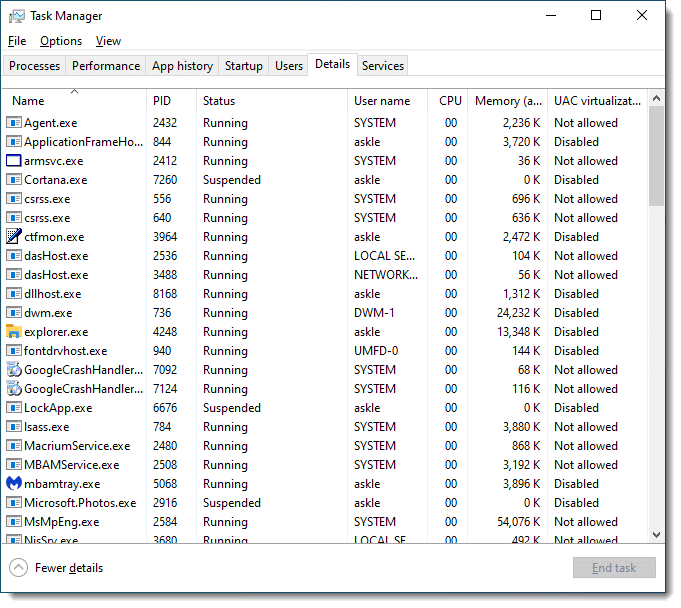 Task Manager Details tab.