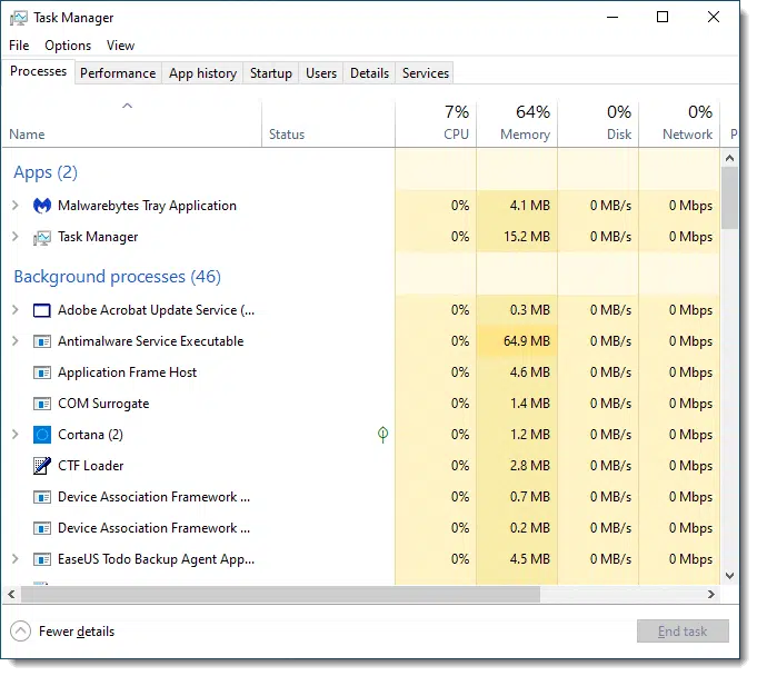 Task Manager More Details.
