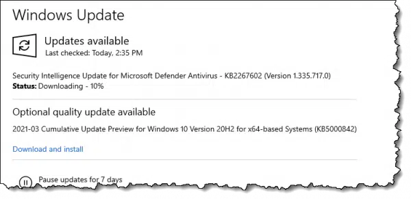 Windows Update checking for updates.
