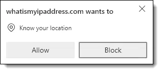 Browser asking for location permission.