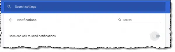 "Sites can ask to send notifications" setting in Google Chrome