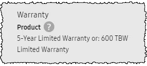 SSD Warranty on Specification Page