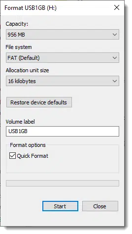 Format dialog.