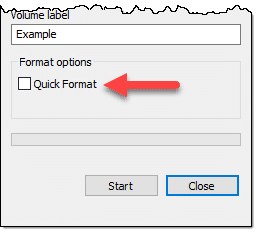 Quick Format not checked.