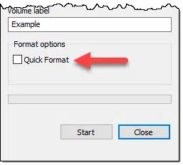 Quick Format not checked.