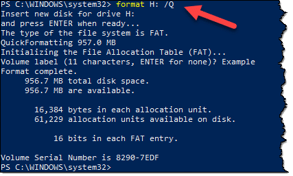 Command Line format /Q.