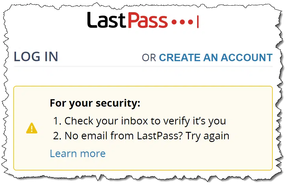 The LastPass message