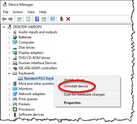 Device Manager - Uninstall Device