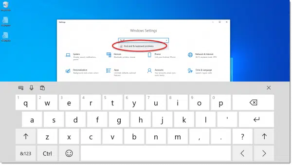 "Fix keyboard" settings search.