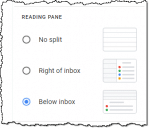 Gmail reading pane option.