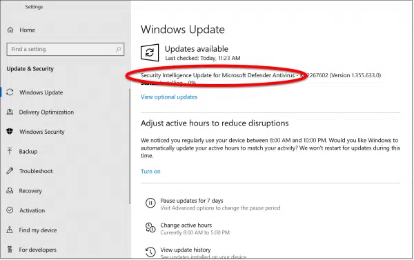 Updating Security Information