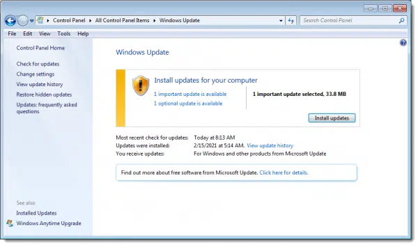 Windows Update on Windows 7