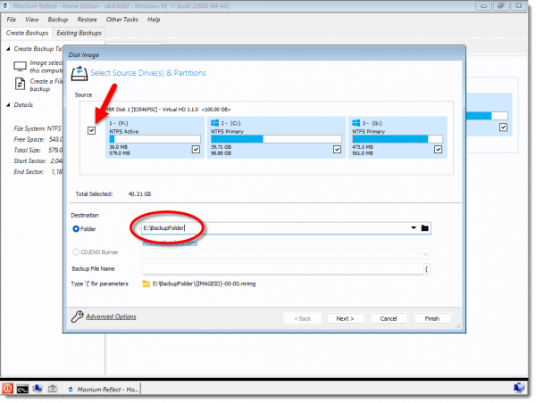 Backing up with Macrium Reflect