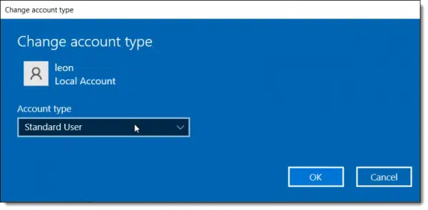 Change Account Type.