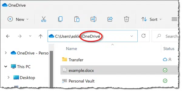 example.docx in OneDrive.
