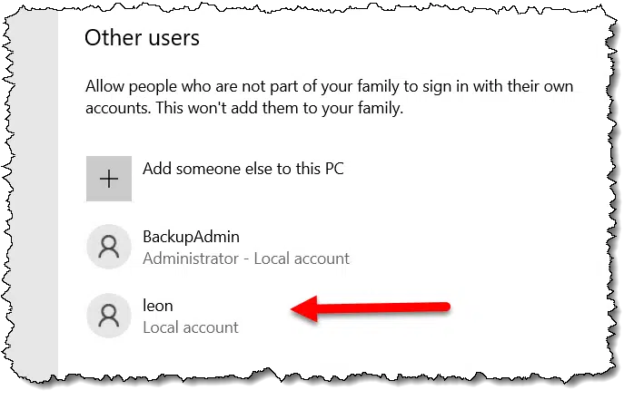 New account listed.