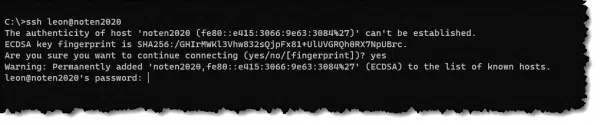 Connecting via SSH