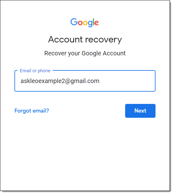 Google Account Recovery.