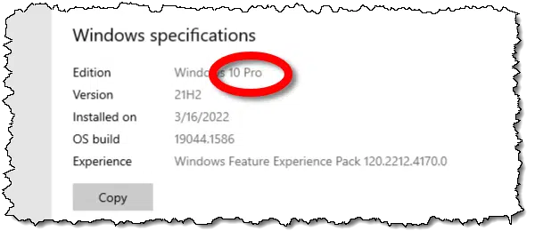 Windows 10 Pro edition.