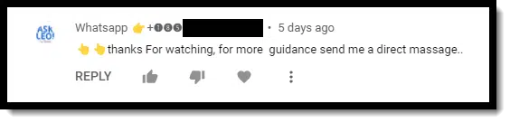 YouTube hacker spam.