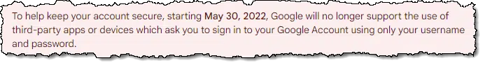 Google's note on the change.
