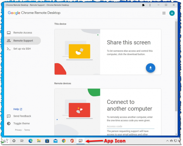 Chrome Remote Desktop App.