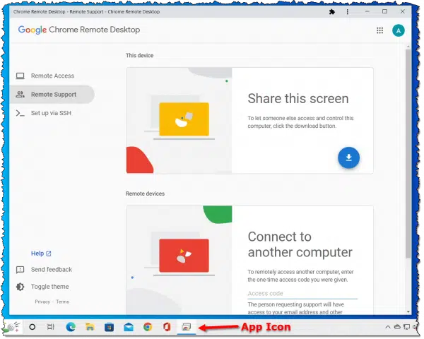 Chrome Remote Desktop App.