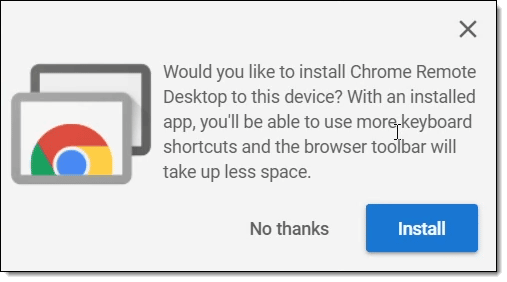 Install Chrome Remote Desktop App.