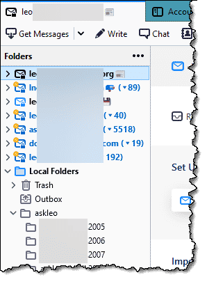 My folder pane in Thunderbird.