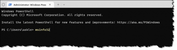 Using powershell to run msinfo32.