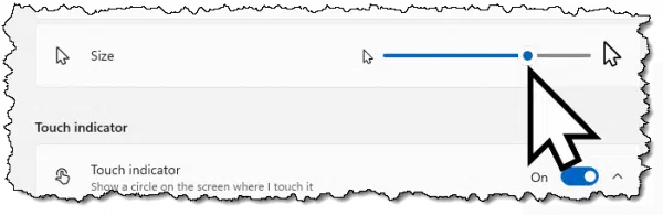 Mouse pointer made large.