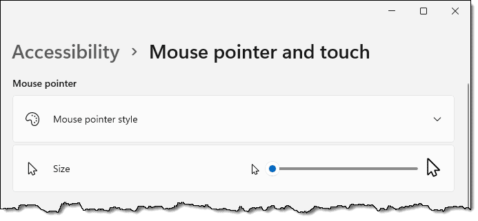 Mouse Pointer Accessibility Settings in Windows 11