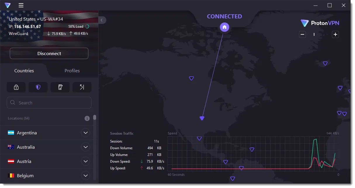 ProtonVPN in action