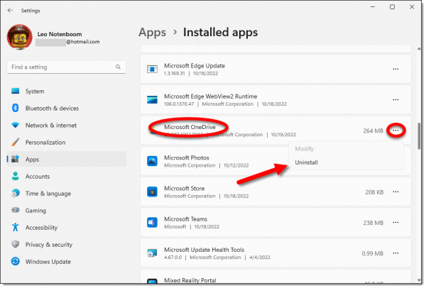 Uninstall OneDrive option.